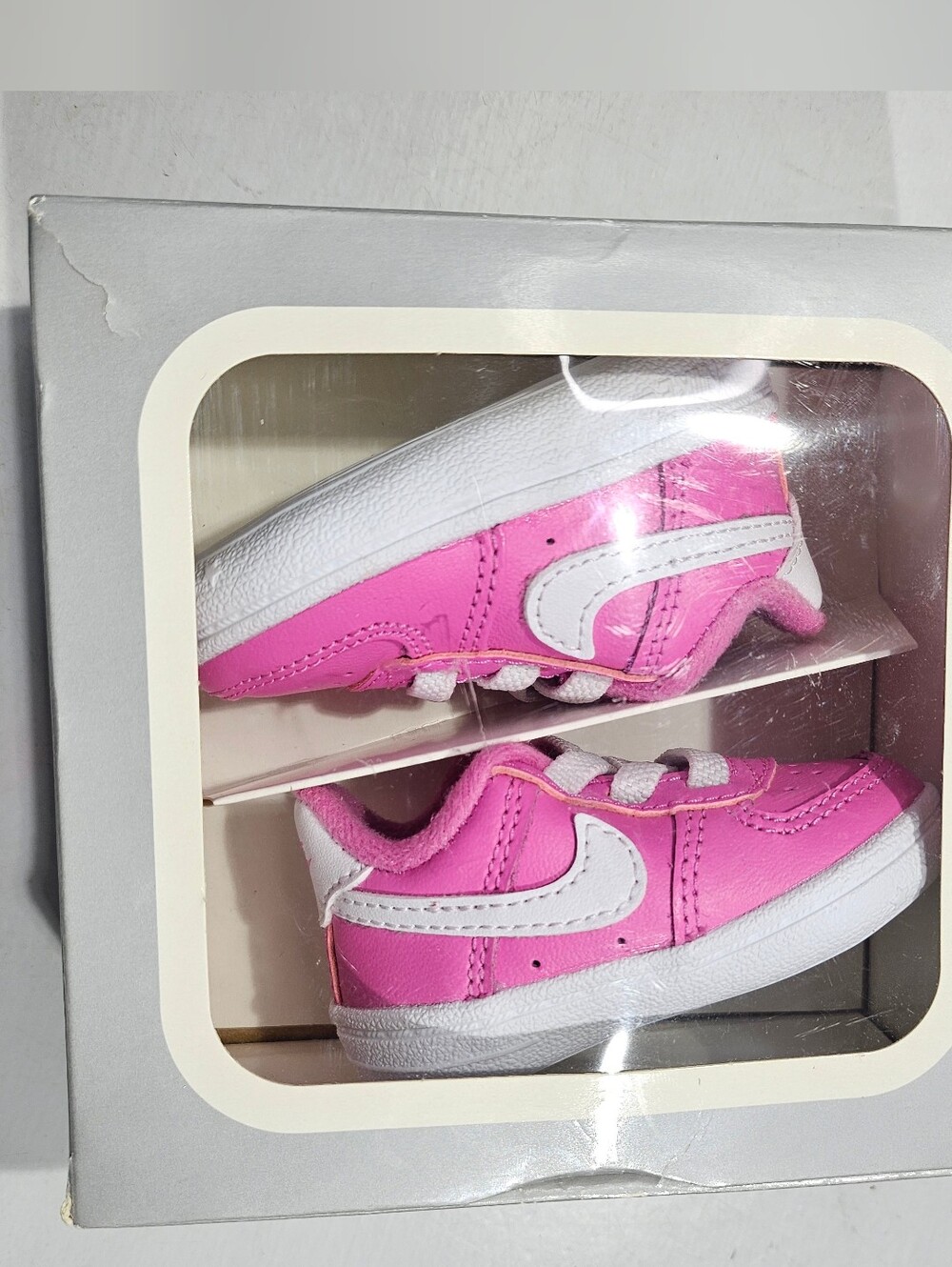 NIKE FORCE 1 CRIB SHOES PLAYFUL PINK/WHITE ROSE INFANT BAVY SIZE 1C - Picture 6 of 11